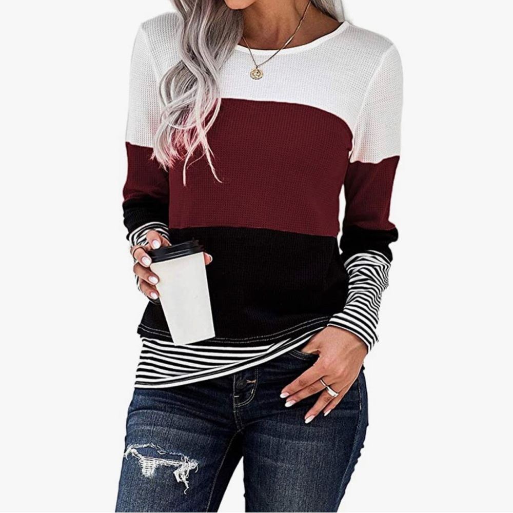 Women’s Loose Color Block Long Sleeve Tunic